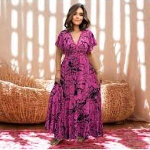 TopMark Pink and Black Patterned dresses